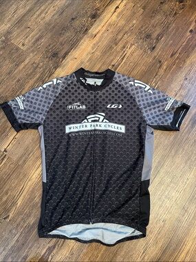 Men's Black & Gray Cycling Jersey SZ L